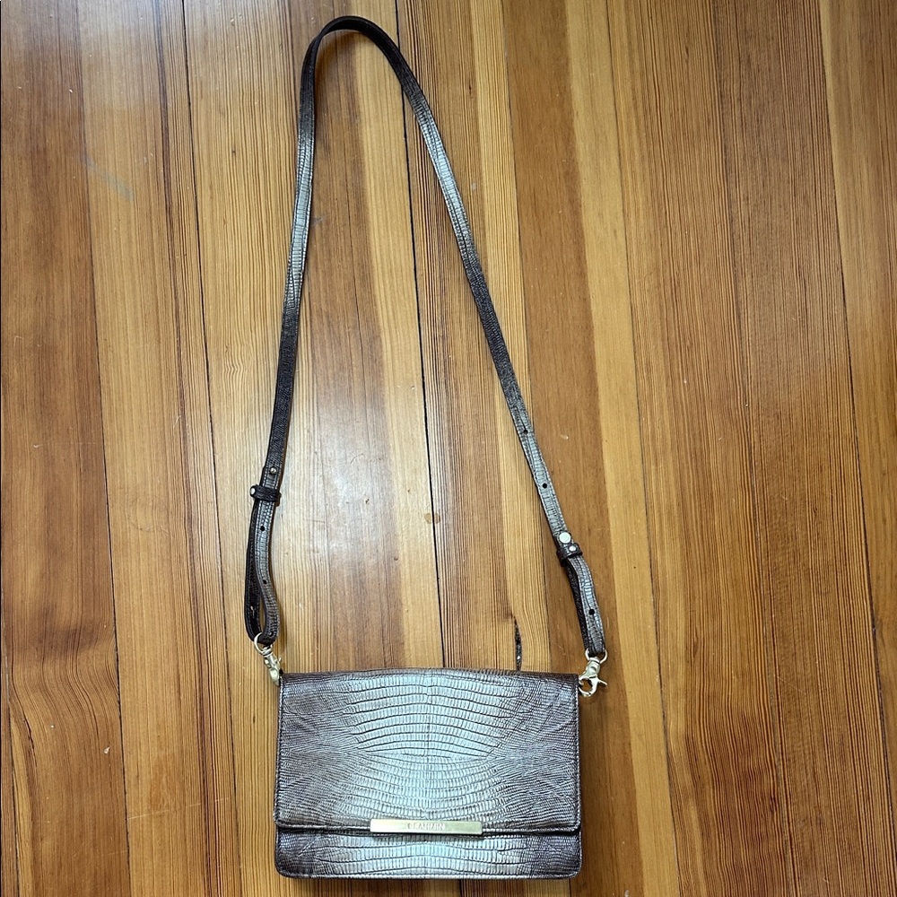 Brahmin Champagne and Brown Crossbody Bag